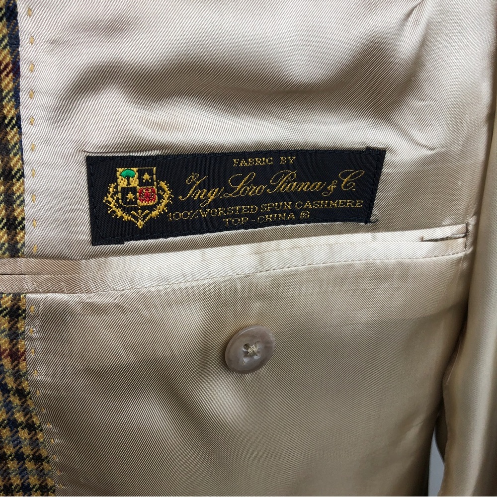 Hart Schaffner Marx Gold Trumpeter Blazer Sz 41L Loro Piana Houndstooth Cashmere - Picture 10 of 13